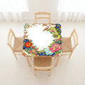 Tobacco Leaf Asian Chinoiserie Floral Scalloped Mahjong Mat