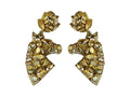 Derby Rhinestone Horse Earrings - Gold Rhinestone