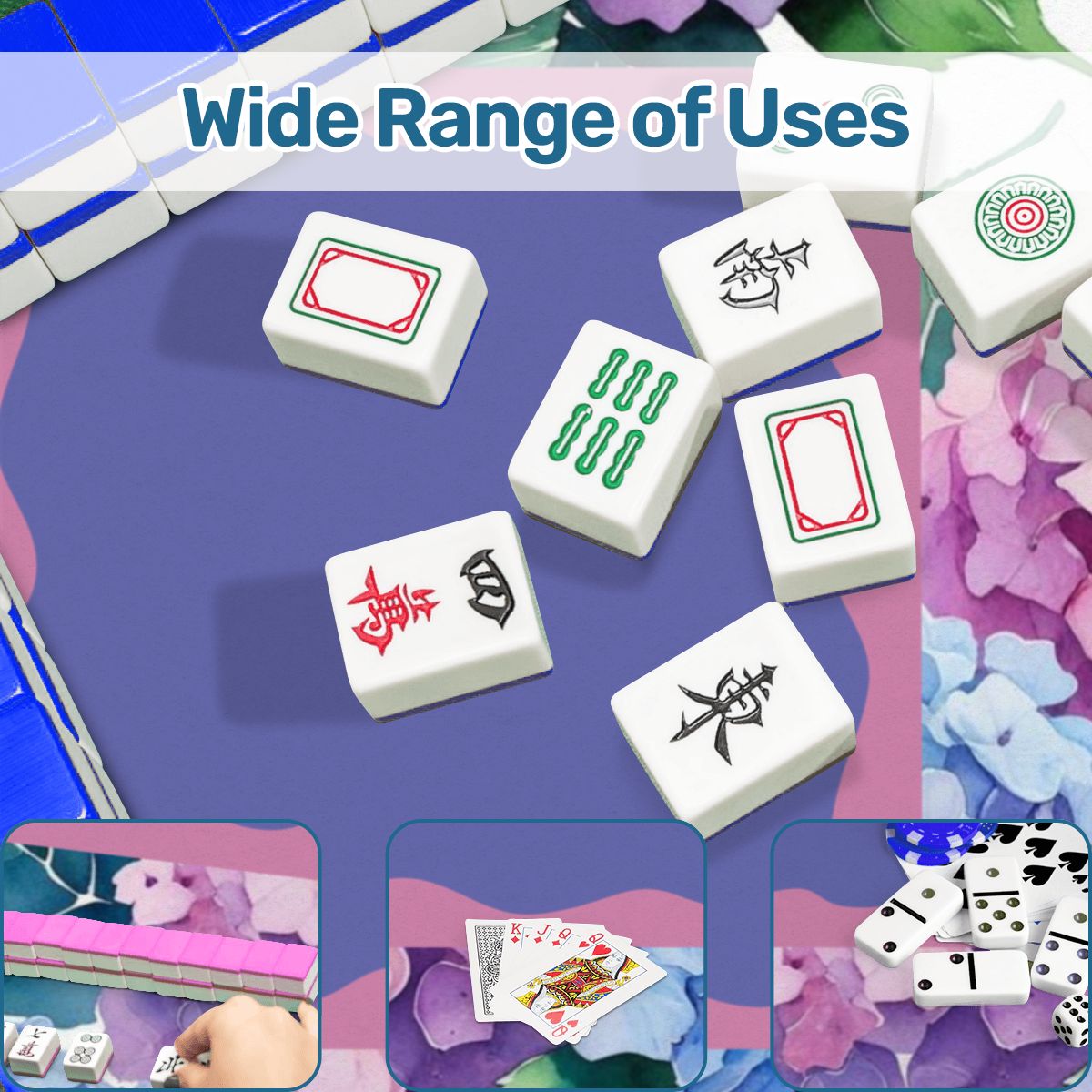 Watercolor Hydrangea Blooms In Purple Pink Pastel Mahjong Mat