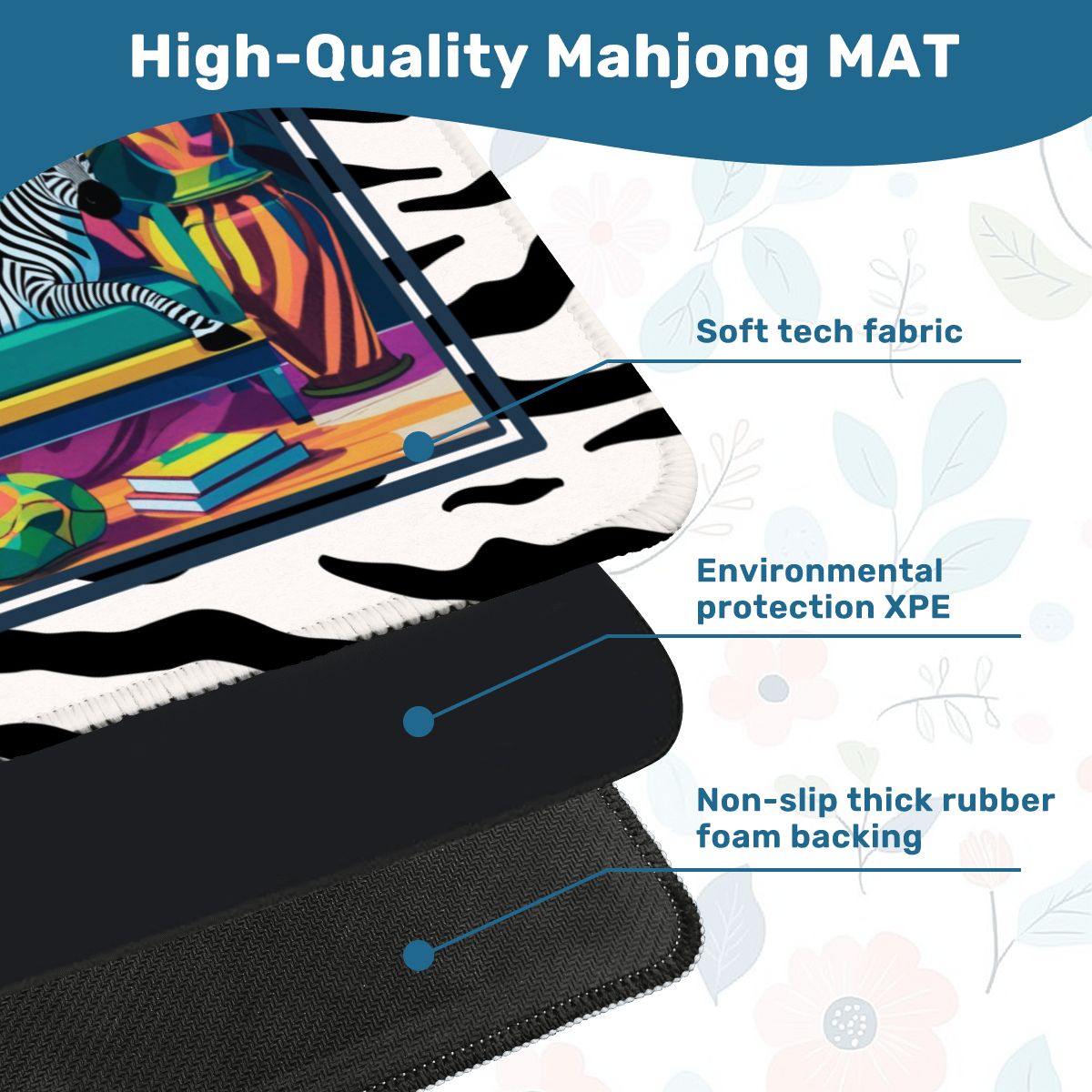 Wild Thang Animal Print Mahjong Mat 33"x33" (Ship Rolled up)