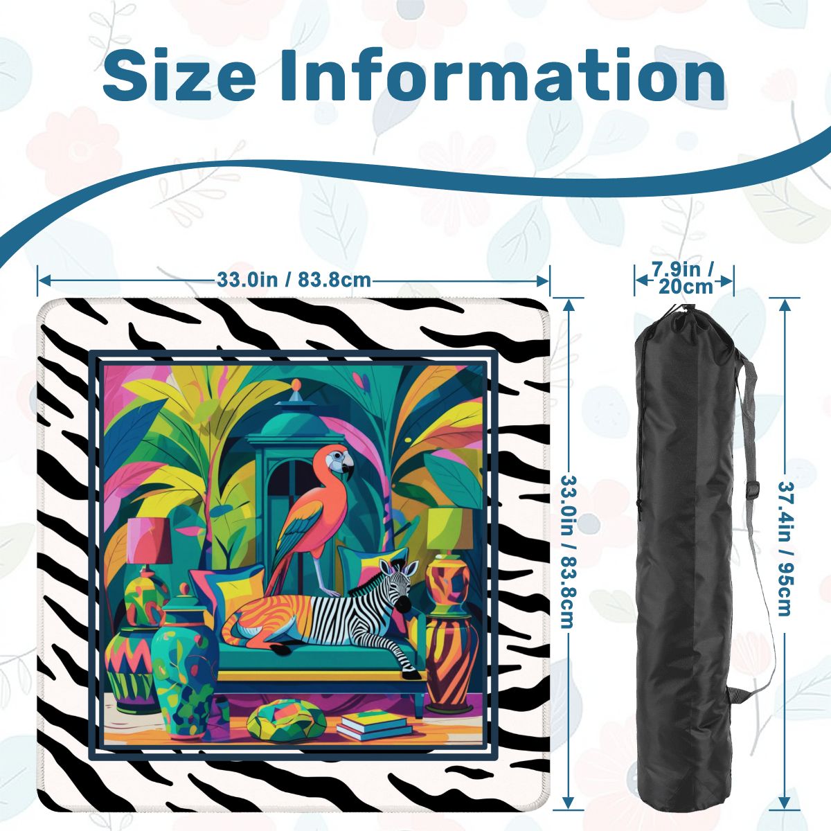 Wild Thang Animal Print Mahjong Mat 33"x33" (Ship Rolled up)