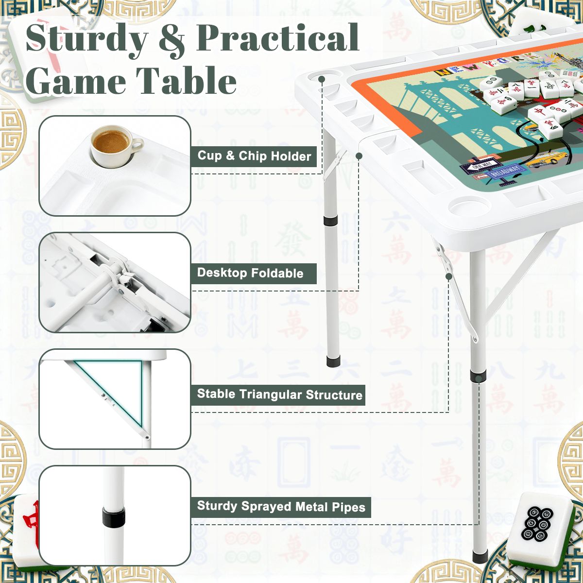 New York City Vibes Mini Mahj Mat And Foldable Mahjong Table