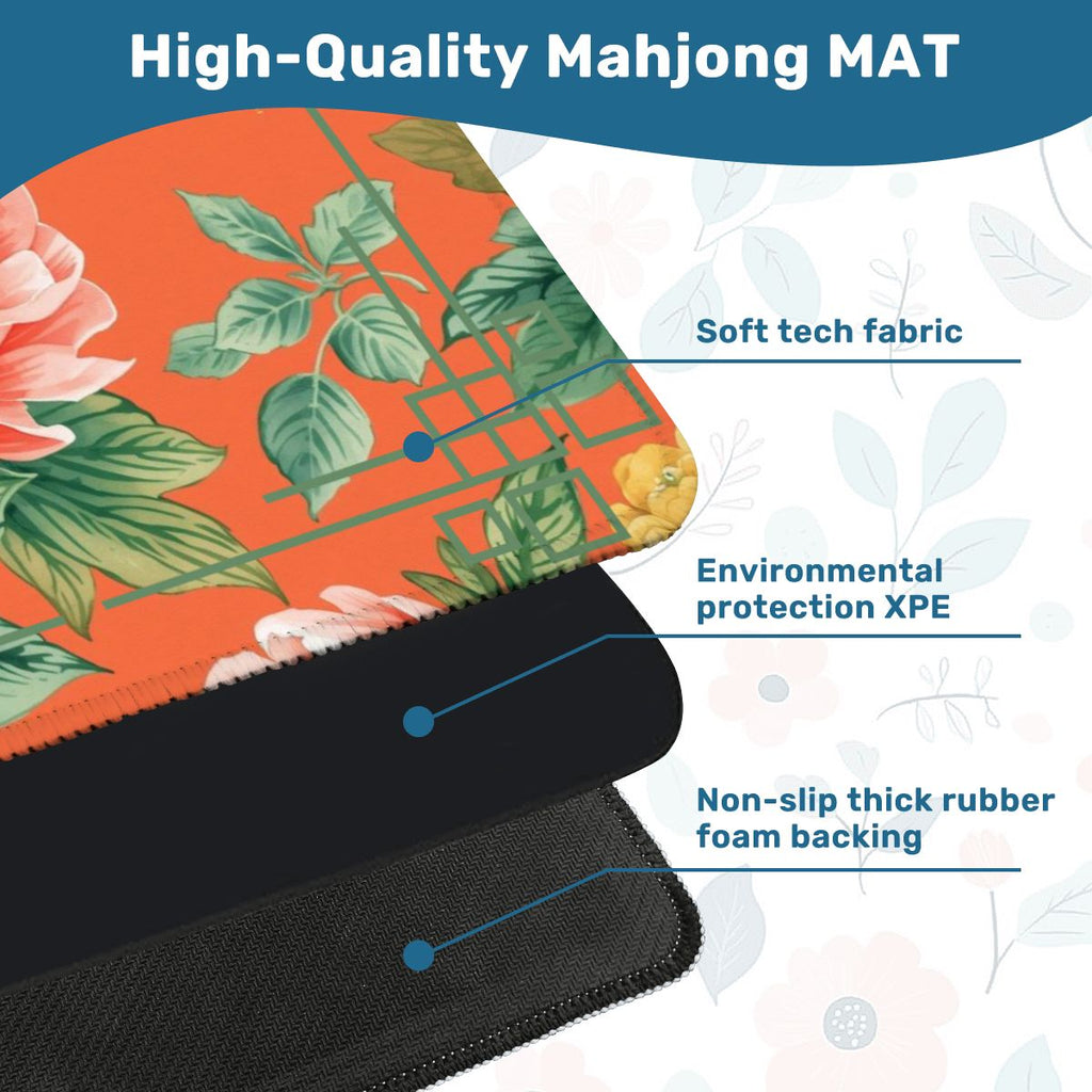 Chinoiserie Blooming Peonies Mahjong Mat