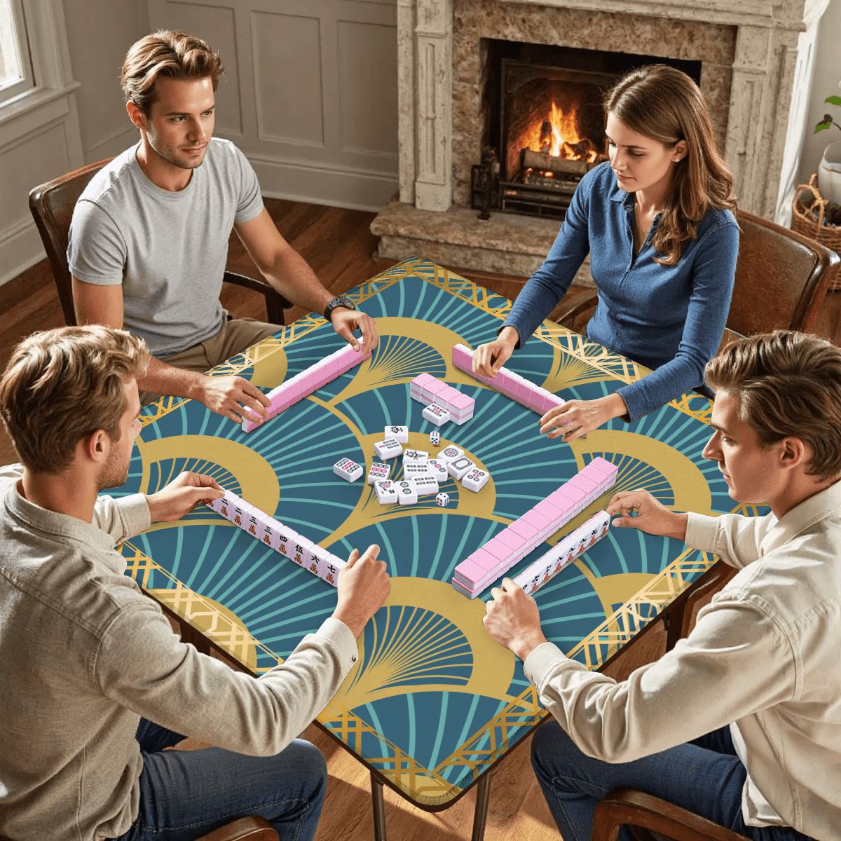 Art Deco Mahjong Mat Lady Luck’s Teal Lounge