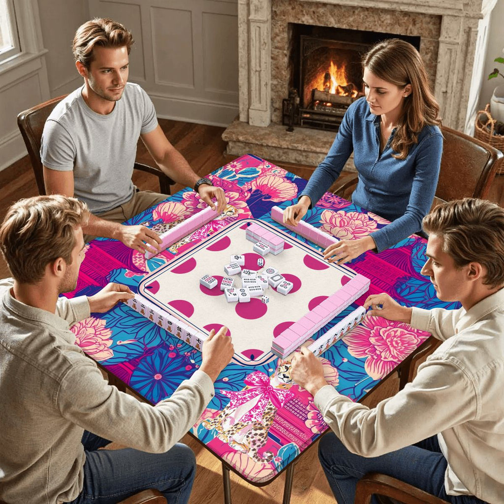 Cheetah Dynasty Pink Pagoda Mahjong Mat