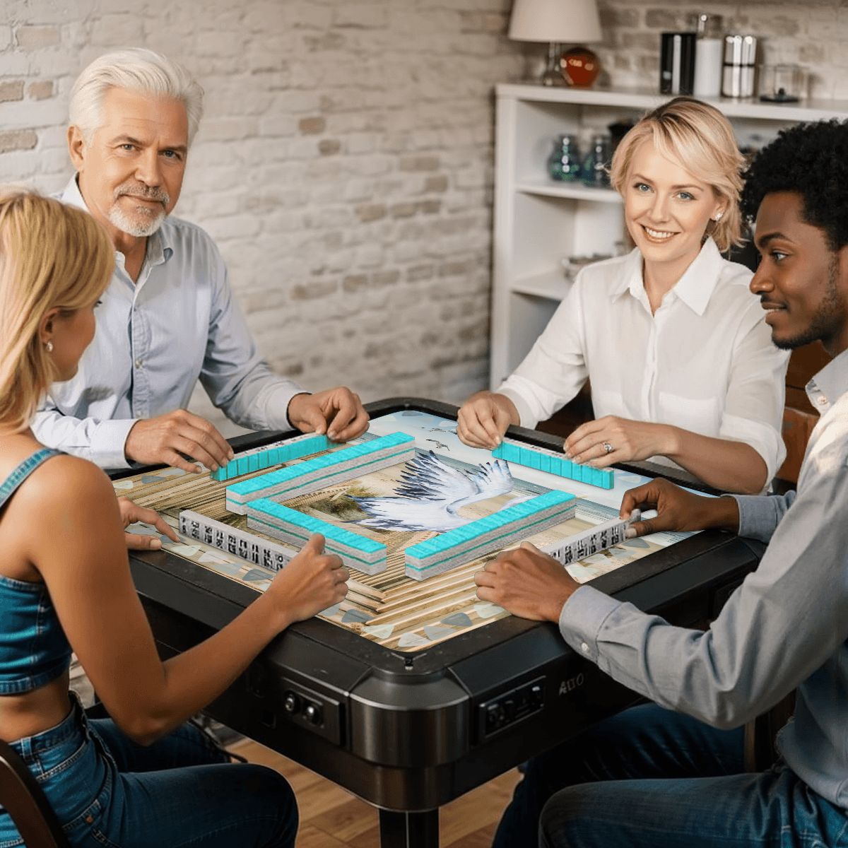 Heron Harbor Mahjong Mat, Beachy Vibe Heron Mahj Mat