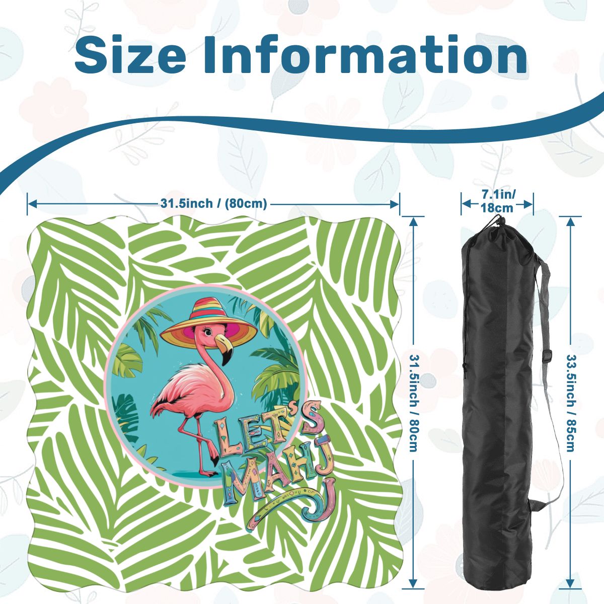 Tropical Flamingo Green And Pink Scalloped Mahjong Mat