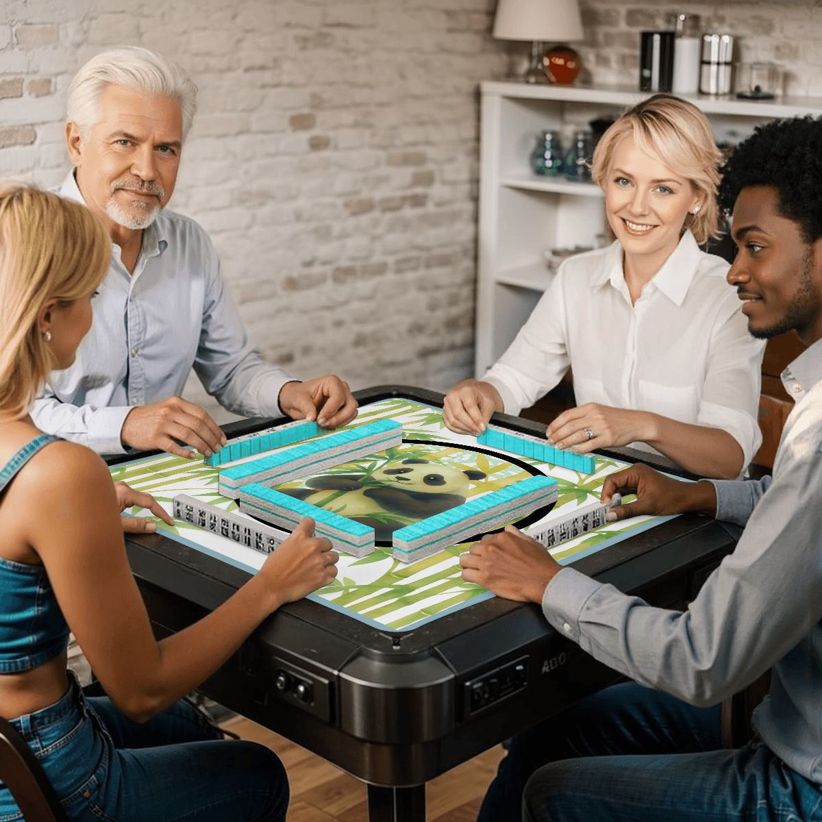 Lucky Bamboo Panda Bear Mahjong Mat