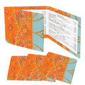 Celestial Sun, Orange Aqua Designed 4 Mahjong Card Holder with Line Finder