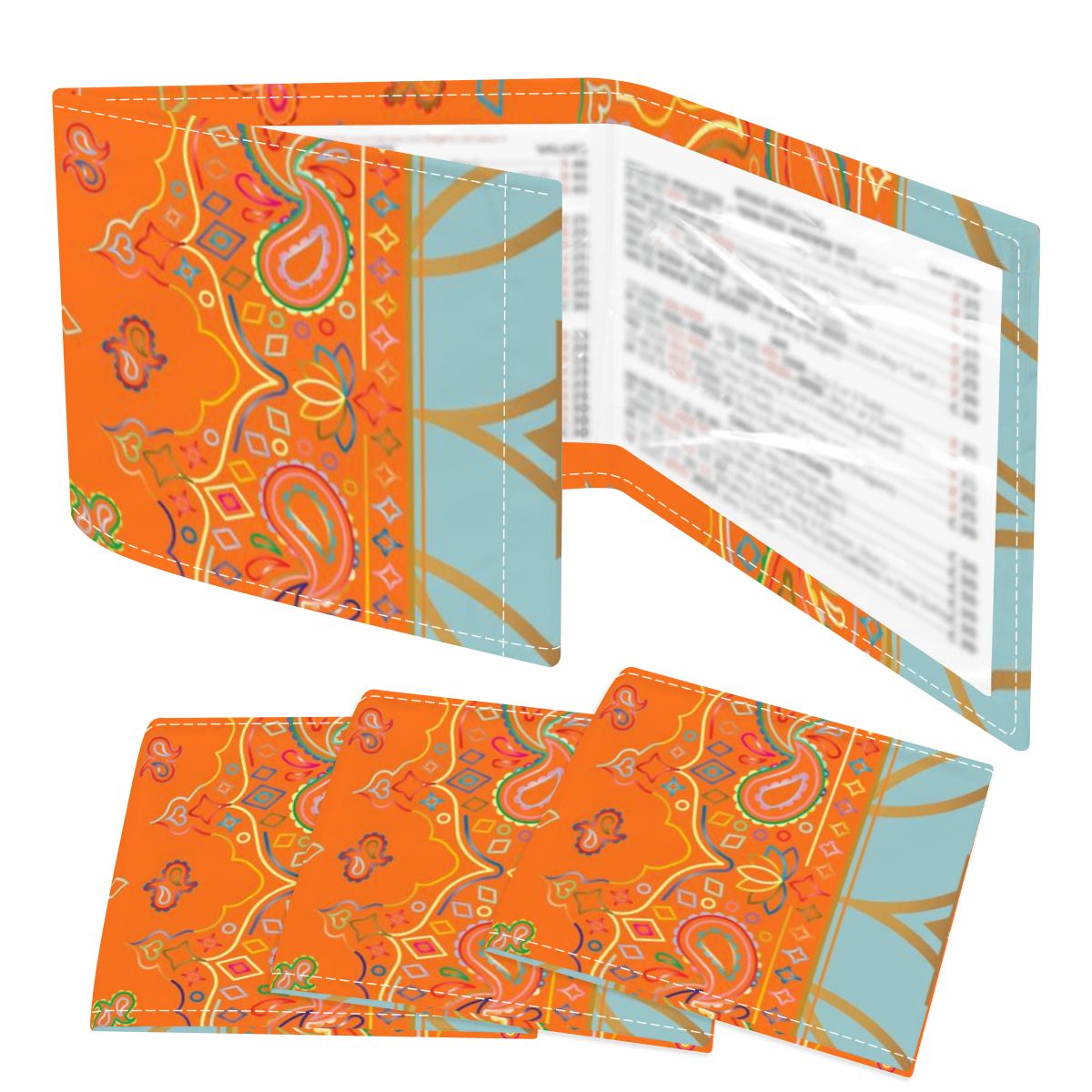 Celestial Sun, Orange Aqua Designed 4 Mahjong Card Holder with Line Finder