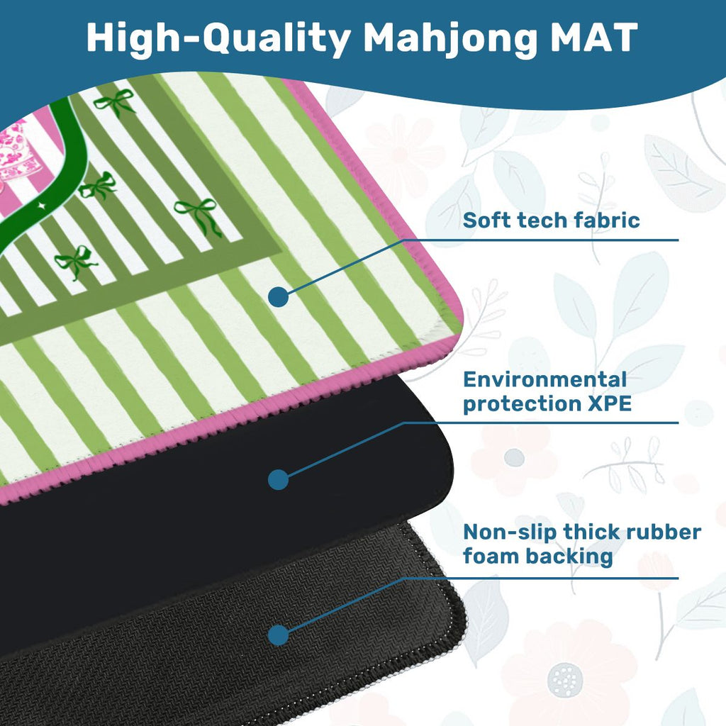 Preppy Staffordshire Chinoiserie Green And Pink Mahjong Mat