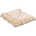 Cream Poms Cotton Throw Blanket – 50" x 60" Cozy Fringe Trim