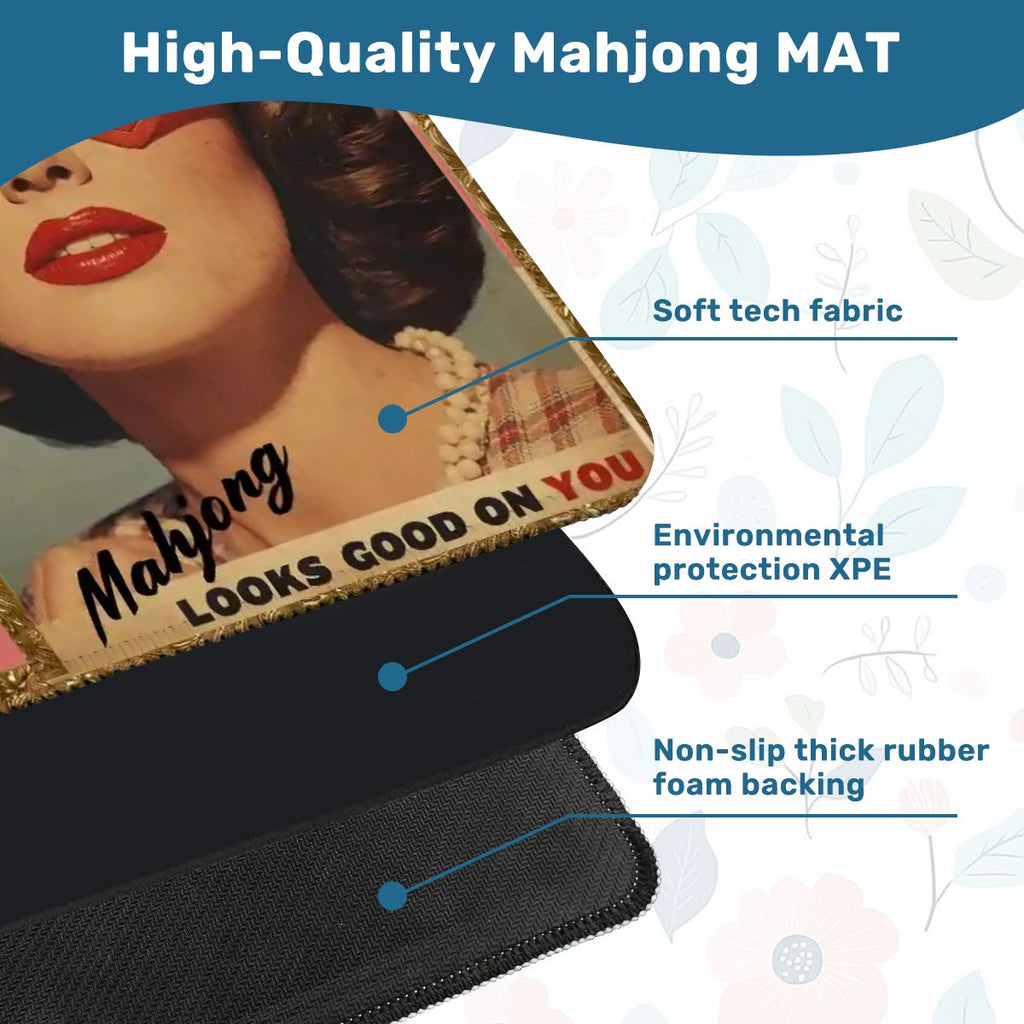 Funny Mini Mahjong Travel Mat, Mahjong Looks Good On You (Ship Rolled up)