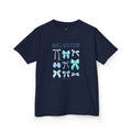 Bee the Best Big Sister Blue Bows Girls Short Sleeve Youth Hive Tee
