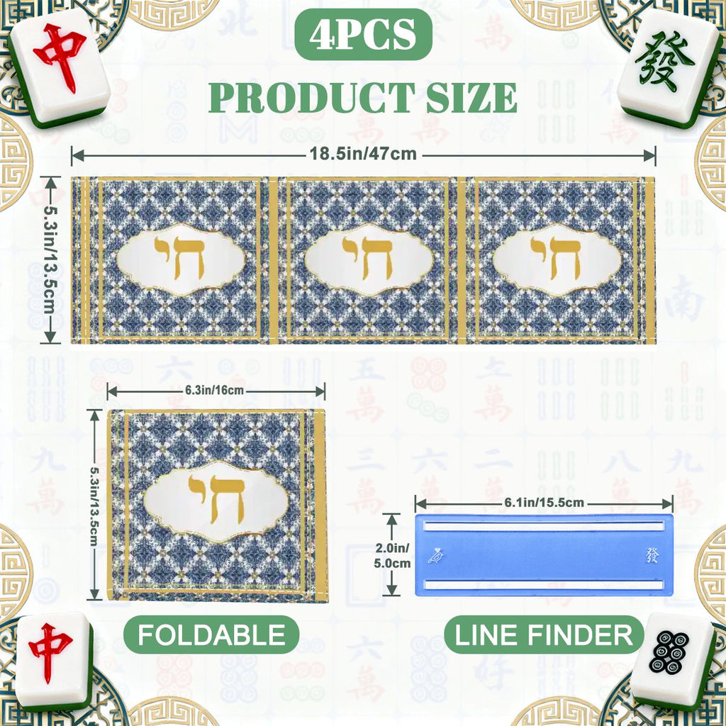 Chai Royal Jewish Lucky Number 18 4 Mahjong Card Holder with Line Finder