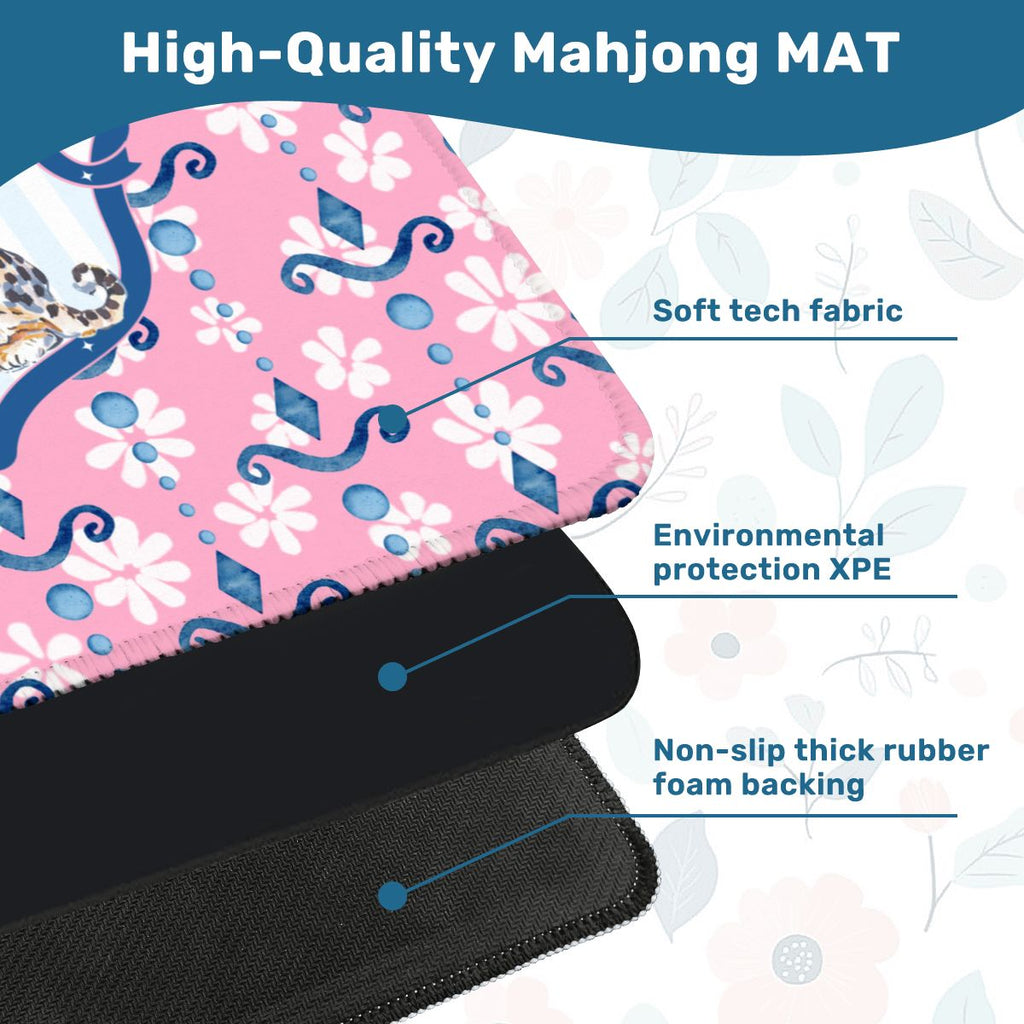 Charleston Cheetah Preppy Pink Floral Mahjong Mat