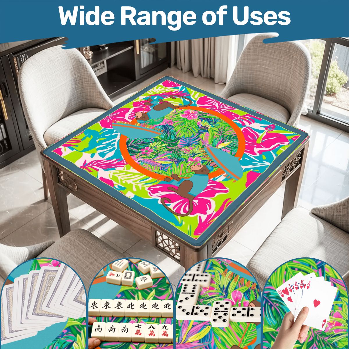 Lime In The Coconut Tropical Oasis Monkey Mahjong Mat