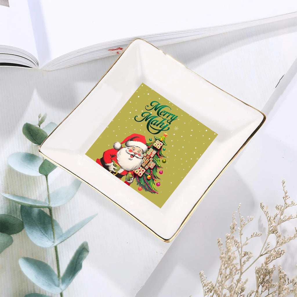 Mahjong Christmas Table Appetizer Dessert Merry Mahj Santa Plates