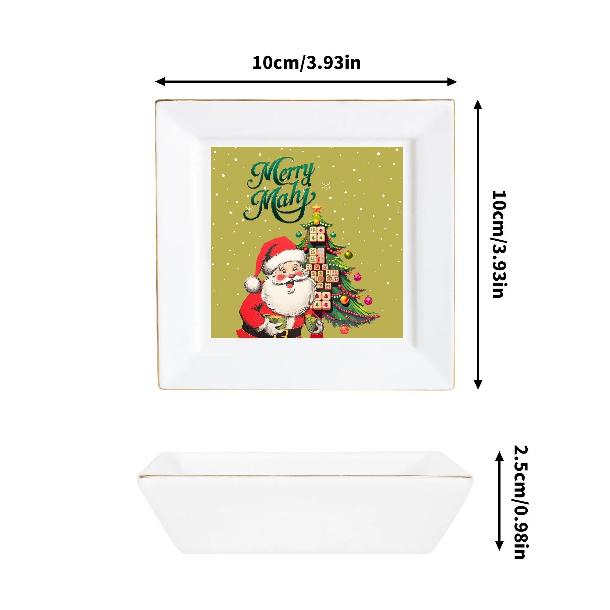 Mahjong Christmas Table Appetizer Dessert Merry Mahj Santa Plates