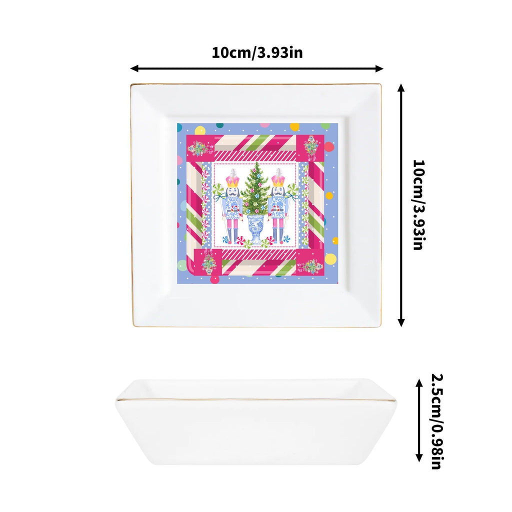 Mahjong Christmas Candy Man Nutcracker Appetizer Dessert Plates