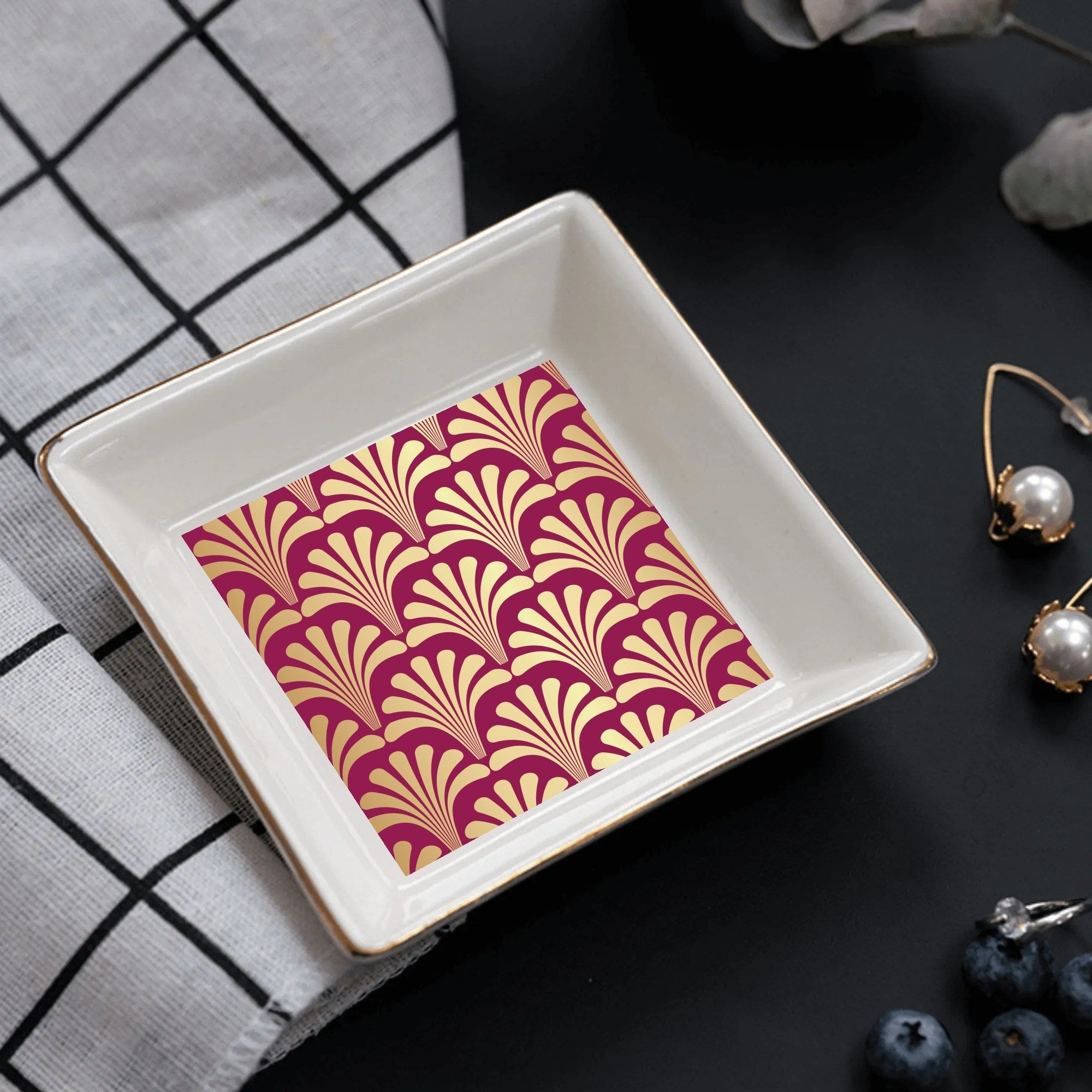 Art Deco Designed Modern Dessert, Appetizer Ceramic Plates