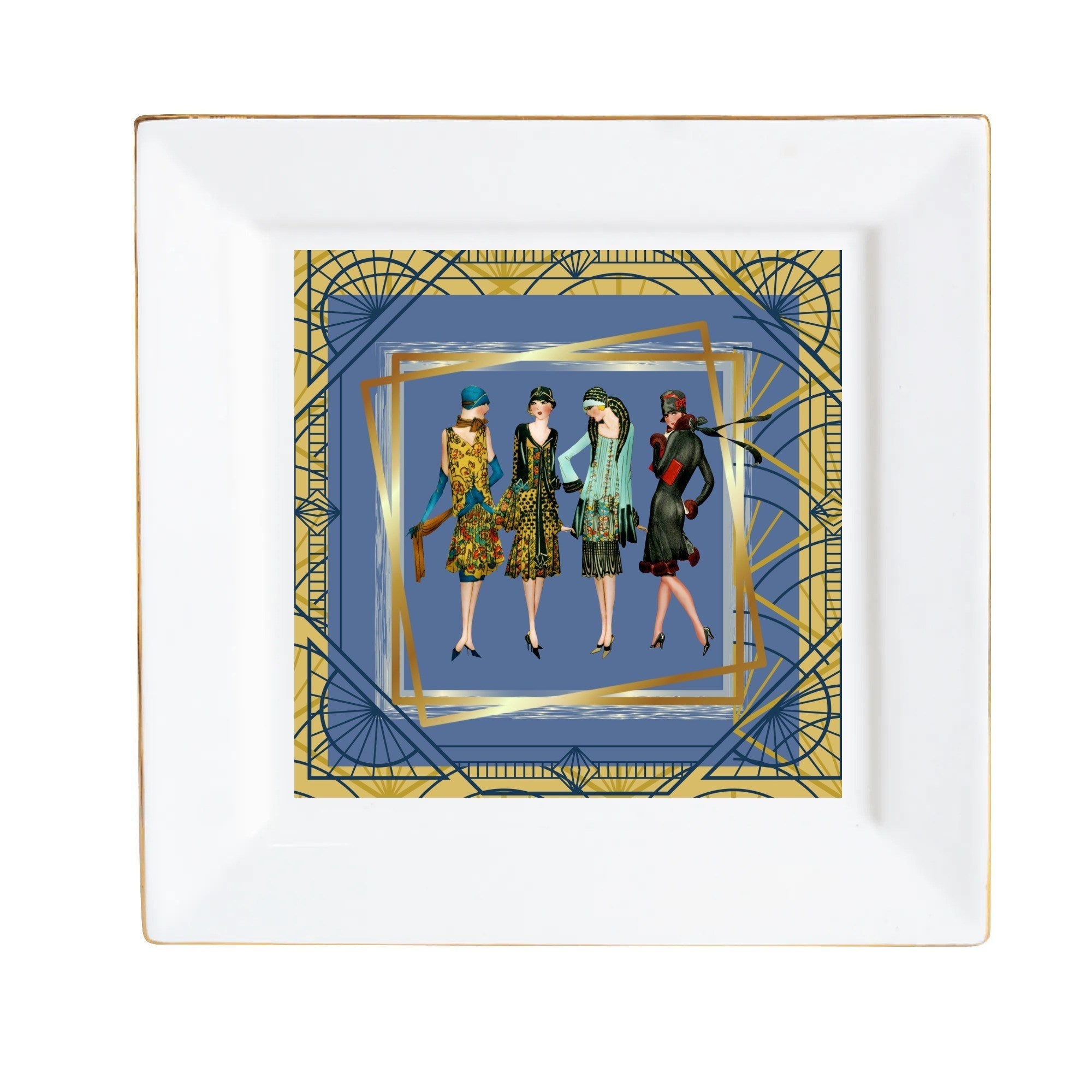 Art Deco Glam Gals, Roaring 20s Designed Appetizer, Dessert Ceramic Plates