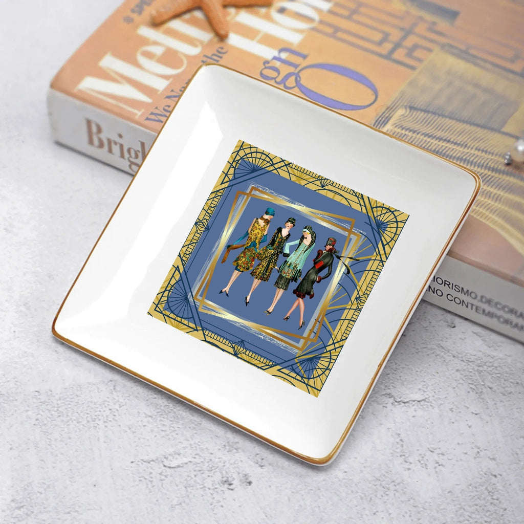 Art Deco Glam Gals, Roaring 20s Designed Appetizer, Dessert Ceramic Plates