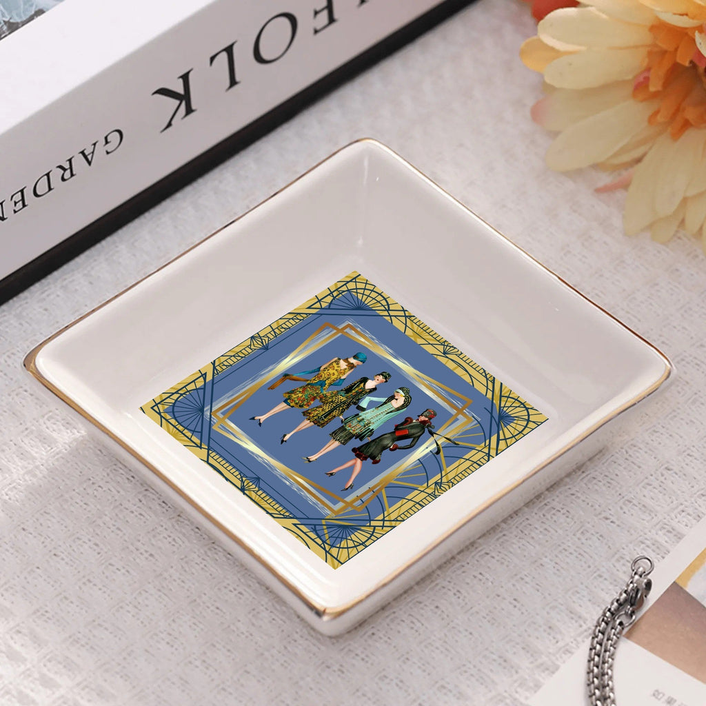 Art Deco Glam Gals, Roaring 20s Designed Appetizer, Dessert Ceramic Plates