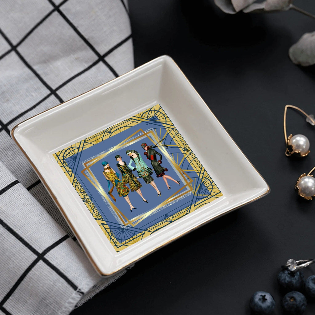 Art Deco Glam Gals, Roaring 20s Designed Appetizer, Dessert Ceramic Plates
