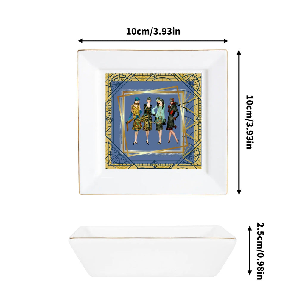 Art Deco Glam Gals, Roaring 20s Designed Appetizer, Dessert Ceramic Plates