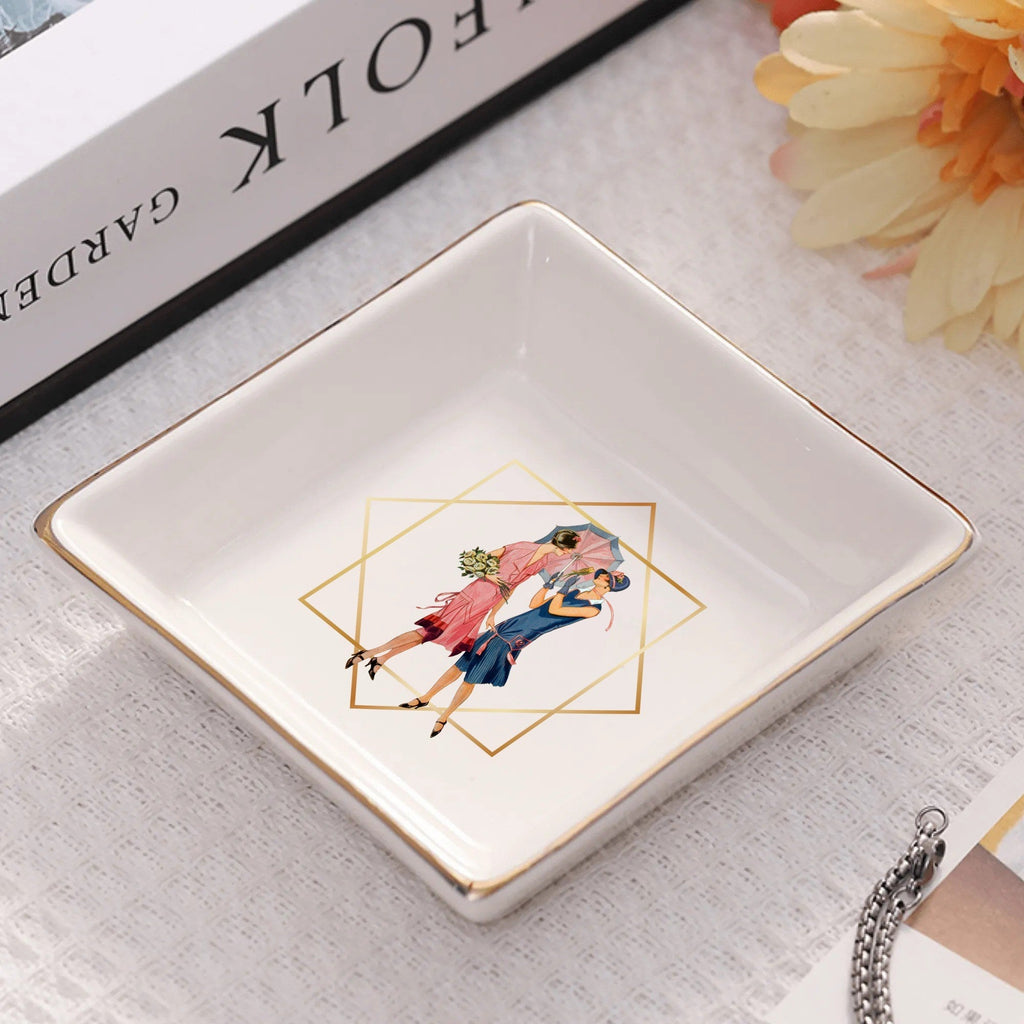 Art Deco Roaring 20s Gals, Custom Ceramic Appetizer, Dessert Plates