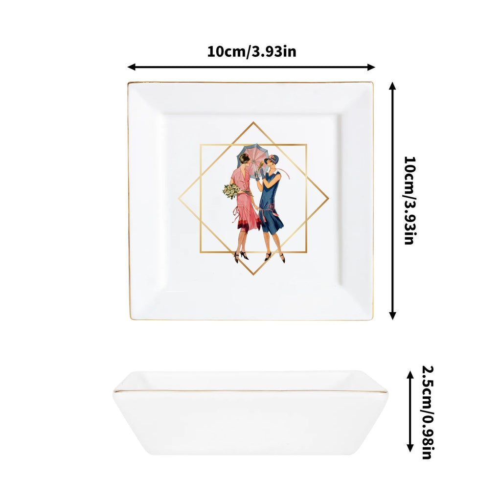 Art Deco Roaring 20s Gals, Custom Ceramic Appetizer, Dessert Plates
