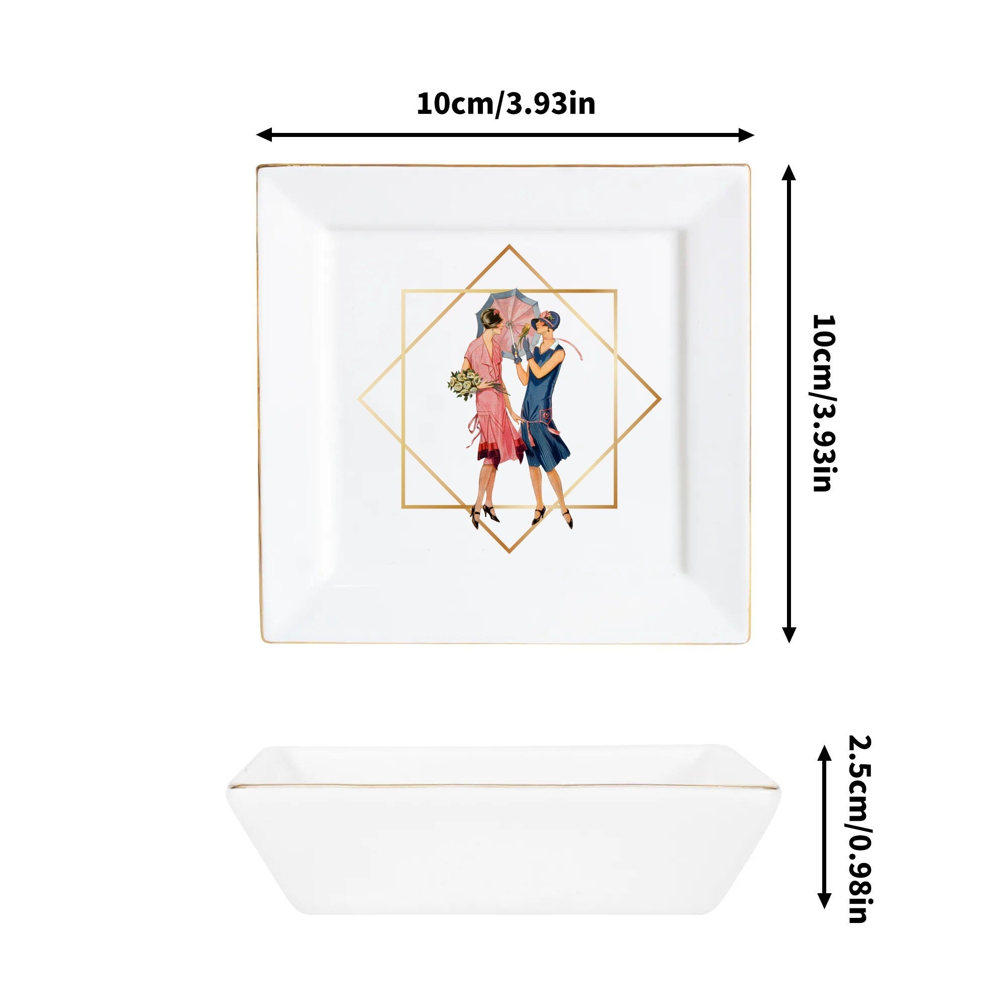 Art Deco Roaring 20s Gals, Custom Ceramic Appetizer, Dessert Plates