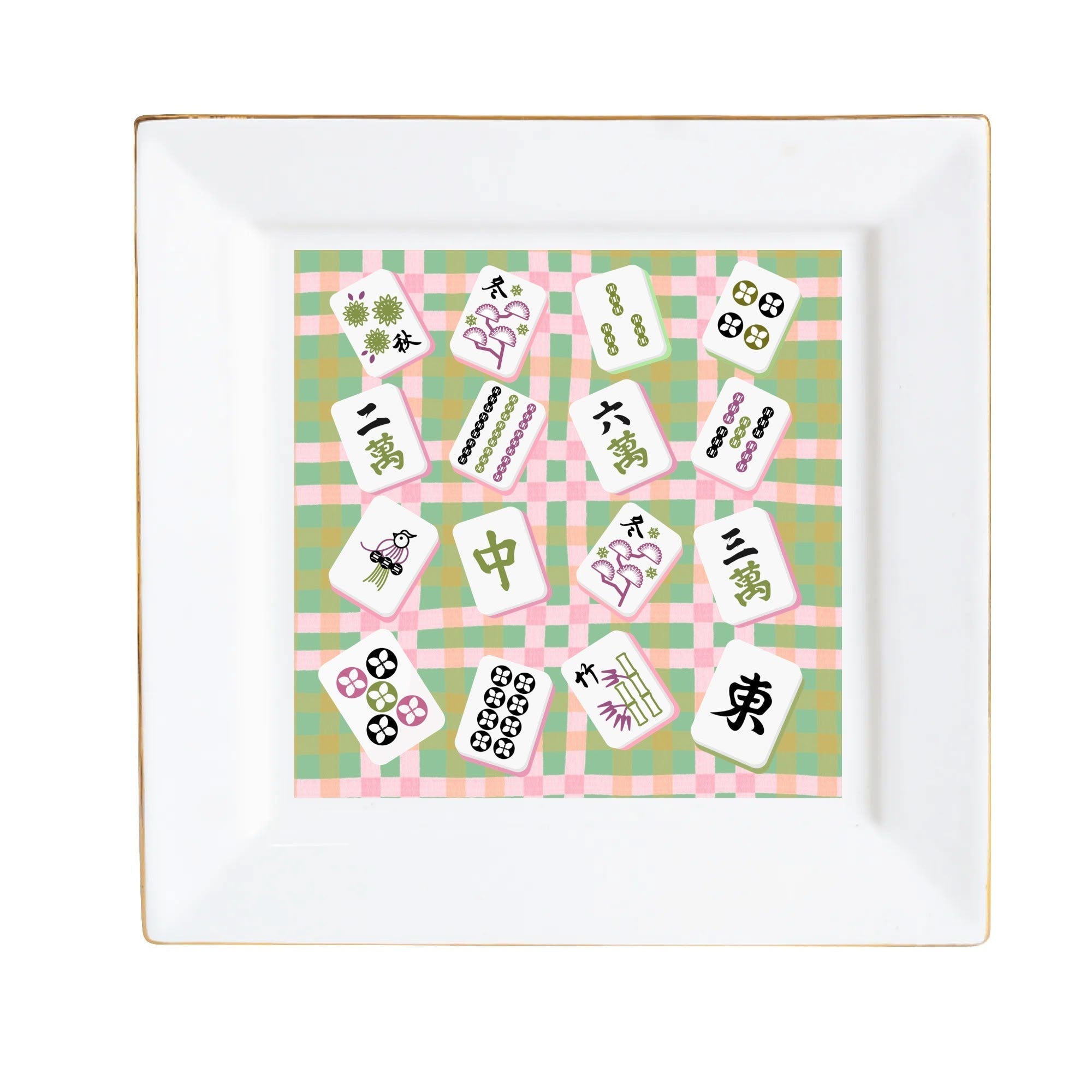 Mahjong Snack, Dessert Pretty  Ceramic Square  Appetizer Plates