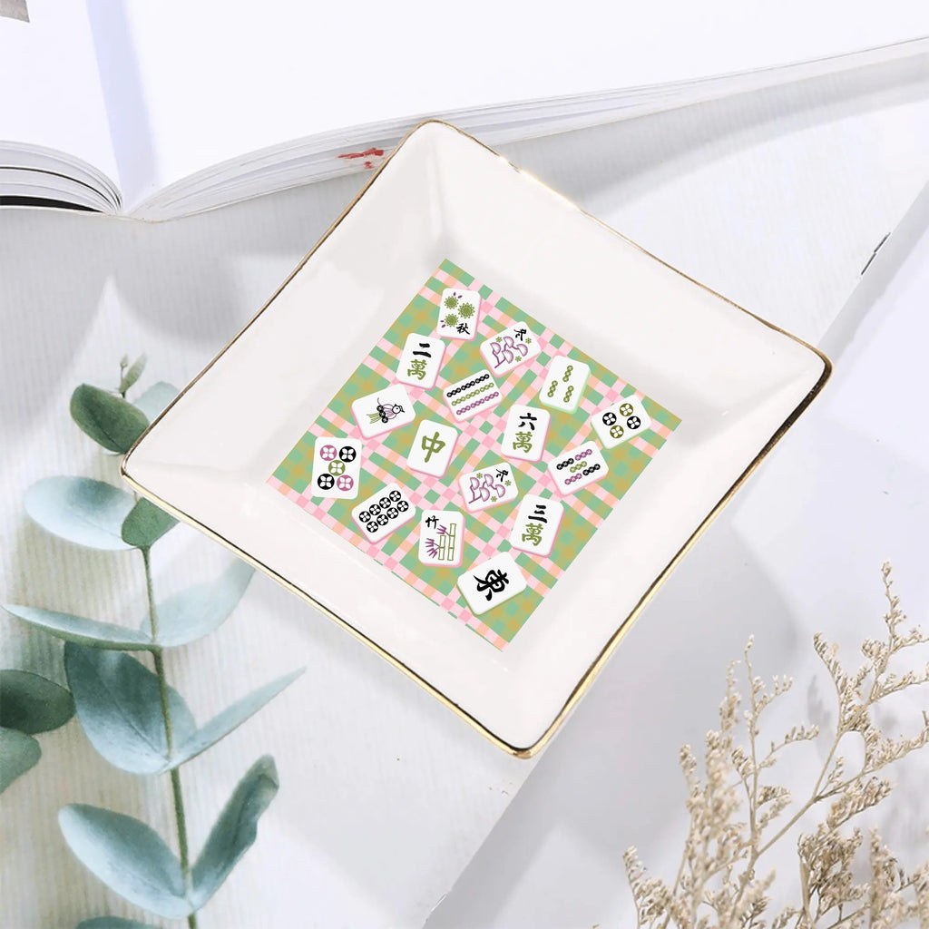 Mahjong Snack, Dessert Pretty  Ceramic Square  Appetizer Plates