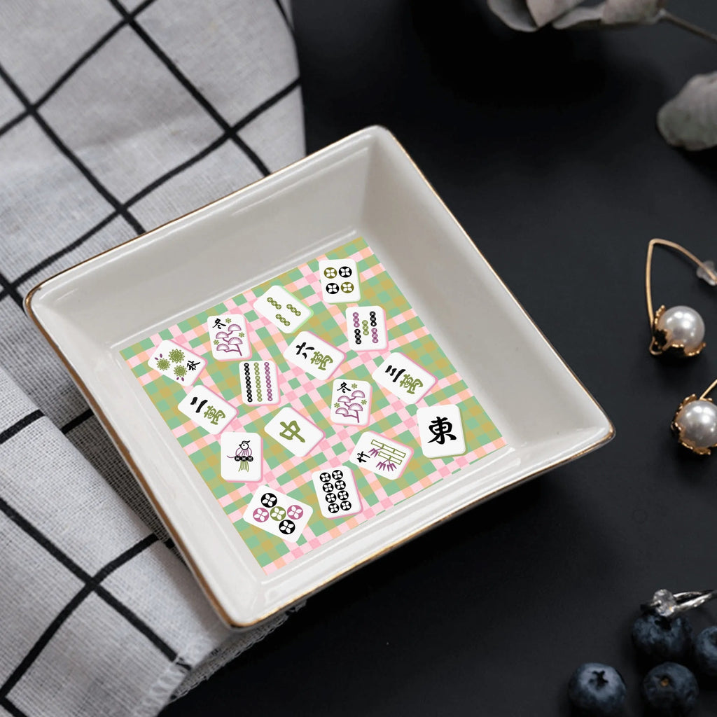 Mahjong Snack, Dessert Pretty  Ceramic Square  Appetizer Plates