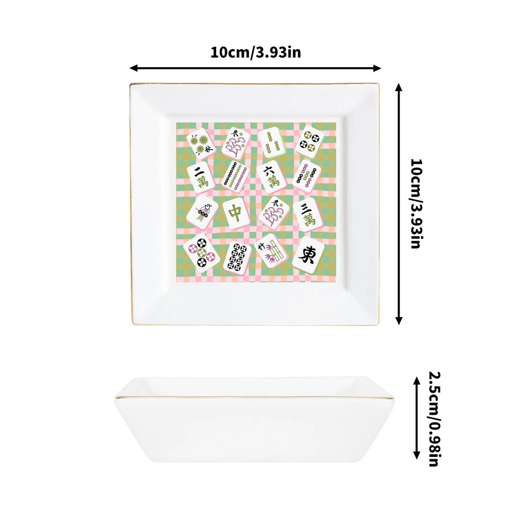 Mahjong Snack, Dessert Pretty  Ceramic Square  Appetizer Plates
