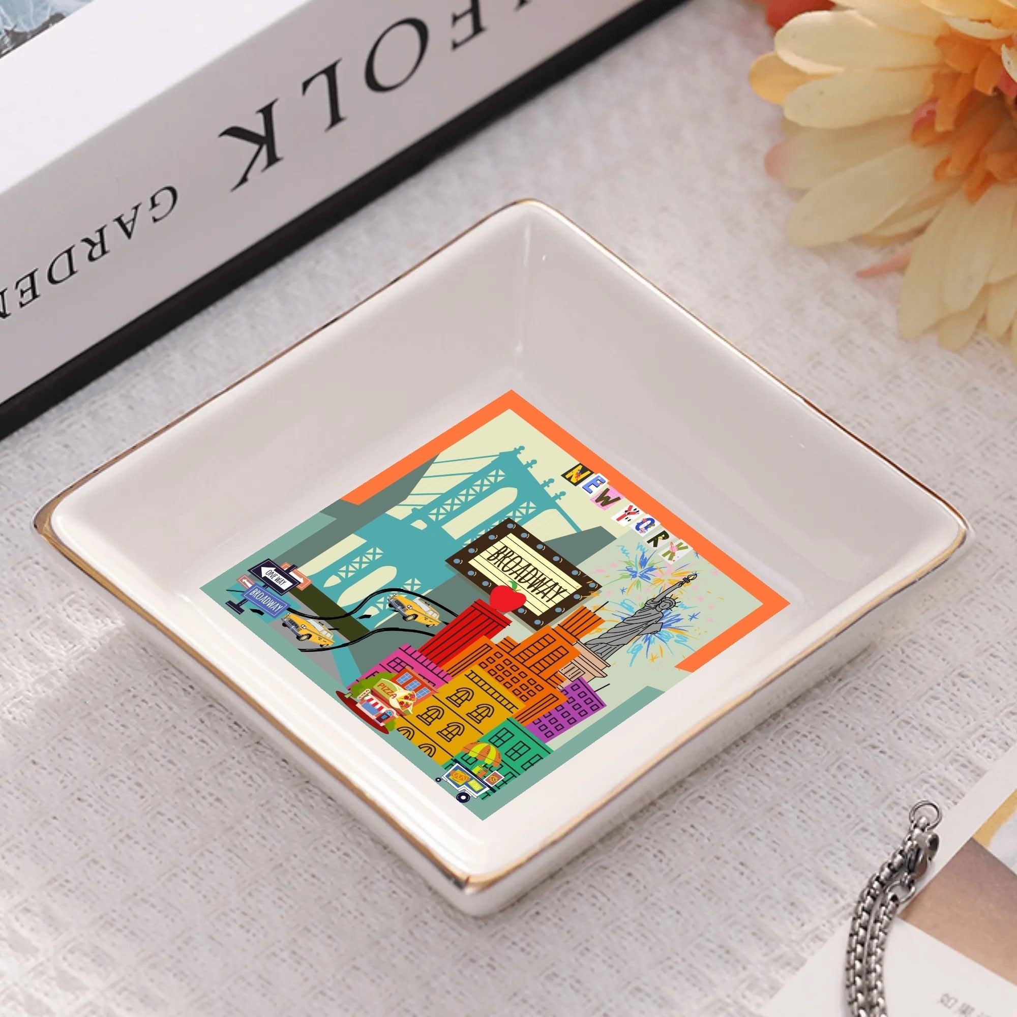 New York City, On Broadway Mahjong Snack, Dice, Trinket Pickens Plates