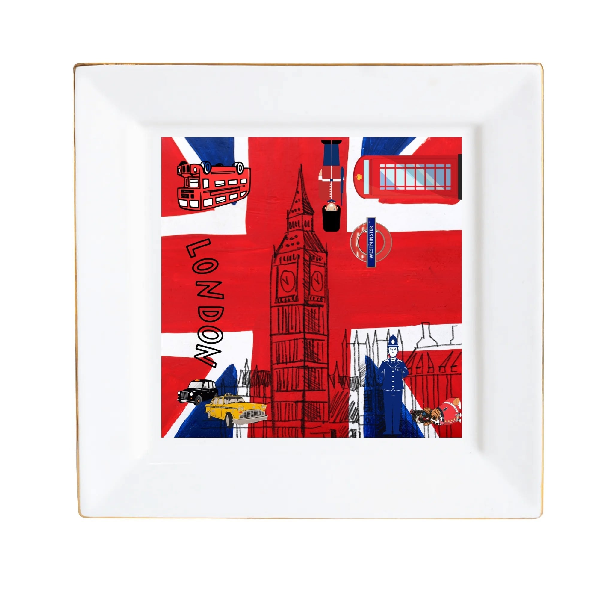 Station to Station London Mahjong Snack, Dice, Trinket Pickens Plates