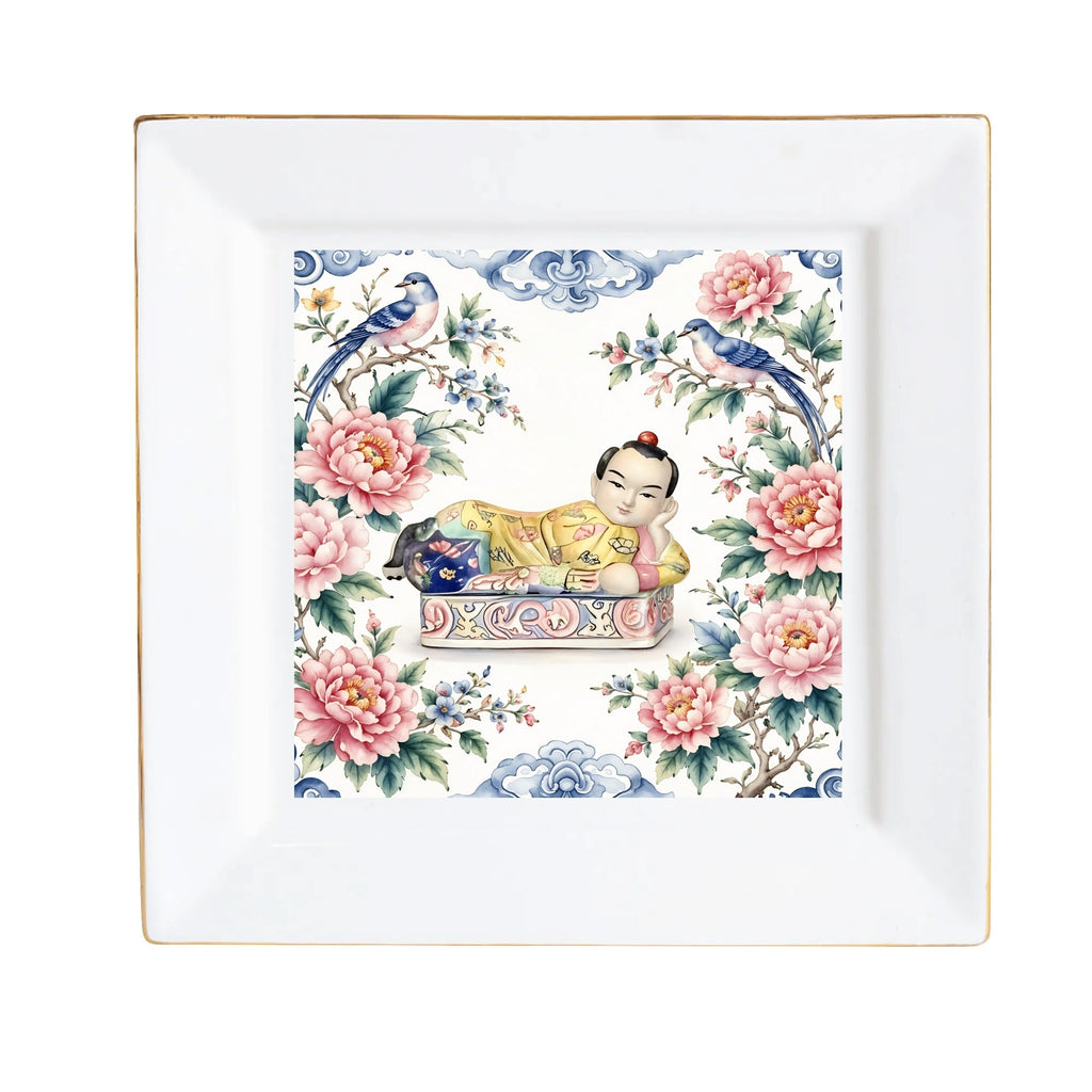 Opium Garden Chinoiserie Headrest Mahjong Snack, Dice, Trinket Pickens Plates
