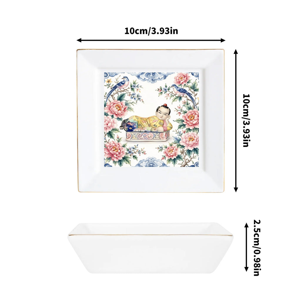 Opium Garden Chinoiserie Headrest Mahjong Snack, Dice, Trinket Pickens Plates