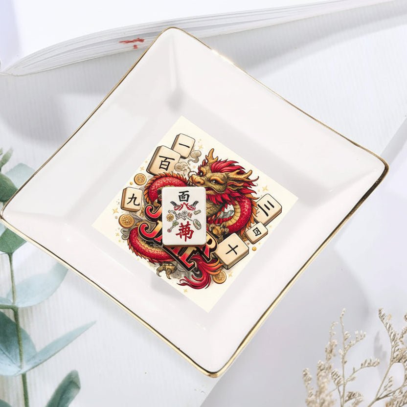 Mahjong Dragon Designed Joker Jail Game Table Accessory Or Snack Plates