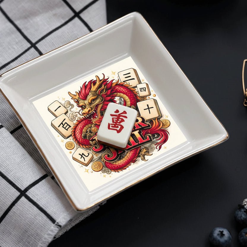 Mahjong Dragon Designed Joker Jail Game Table Accessory Or Snack Plates