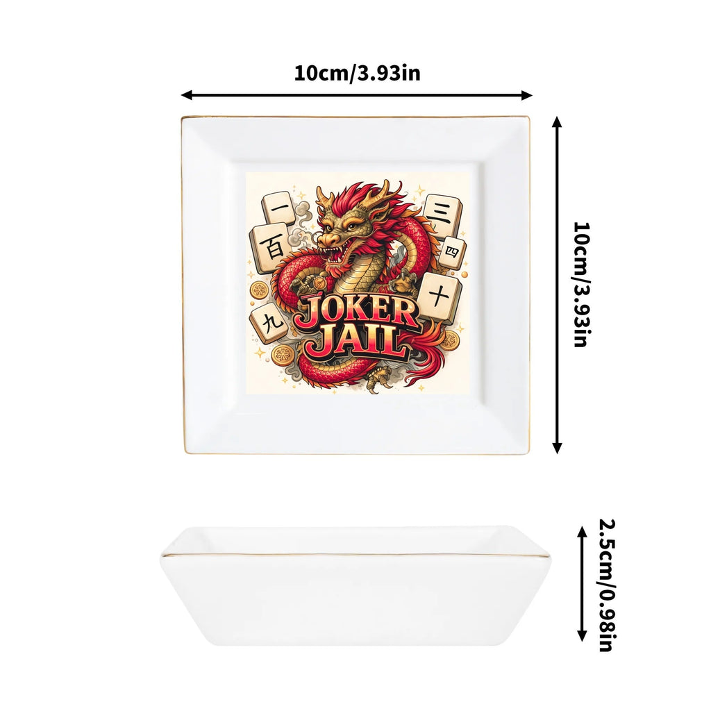 Mahjong Dragon Designed Joker Jail Game Table Accessory Or Snack Plates