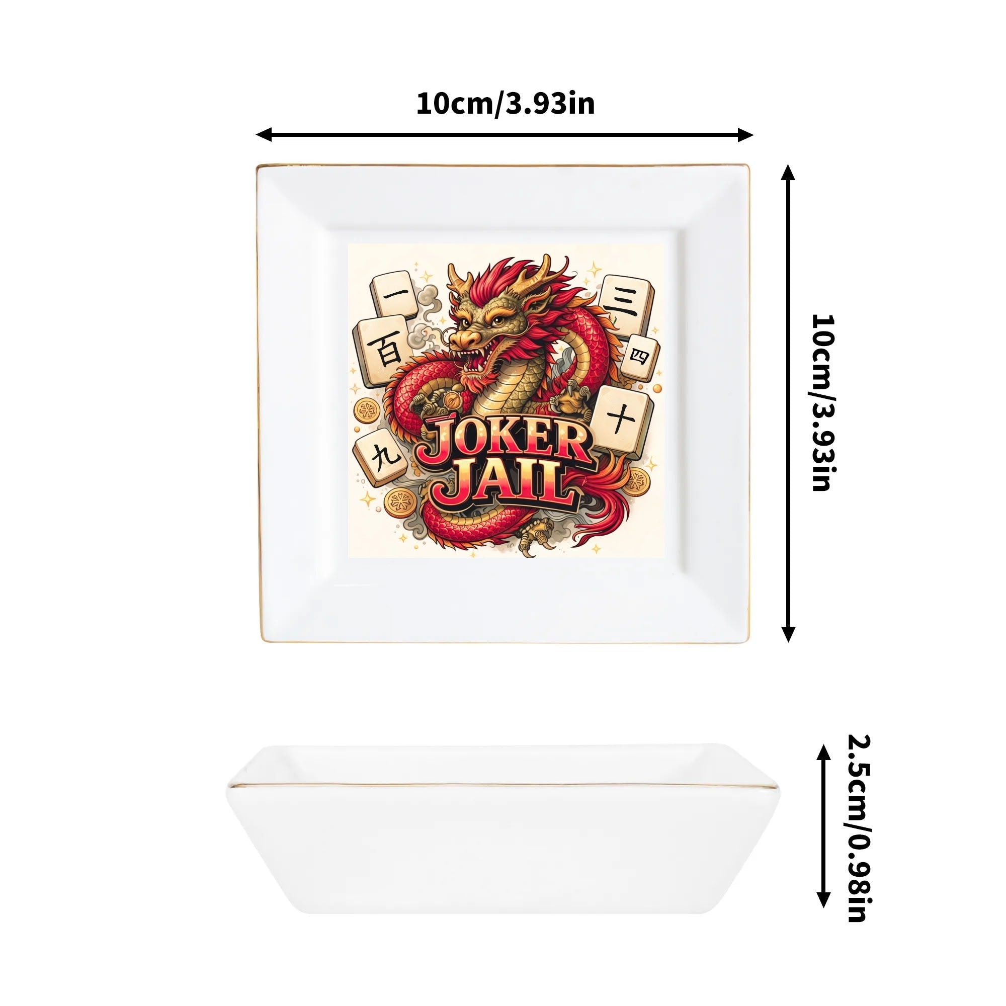 Mahjong Dragon Designed Joker Jail Game Table Accessory Or Snack Plates