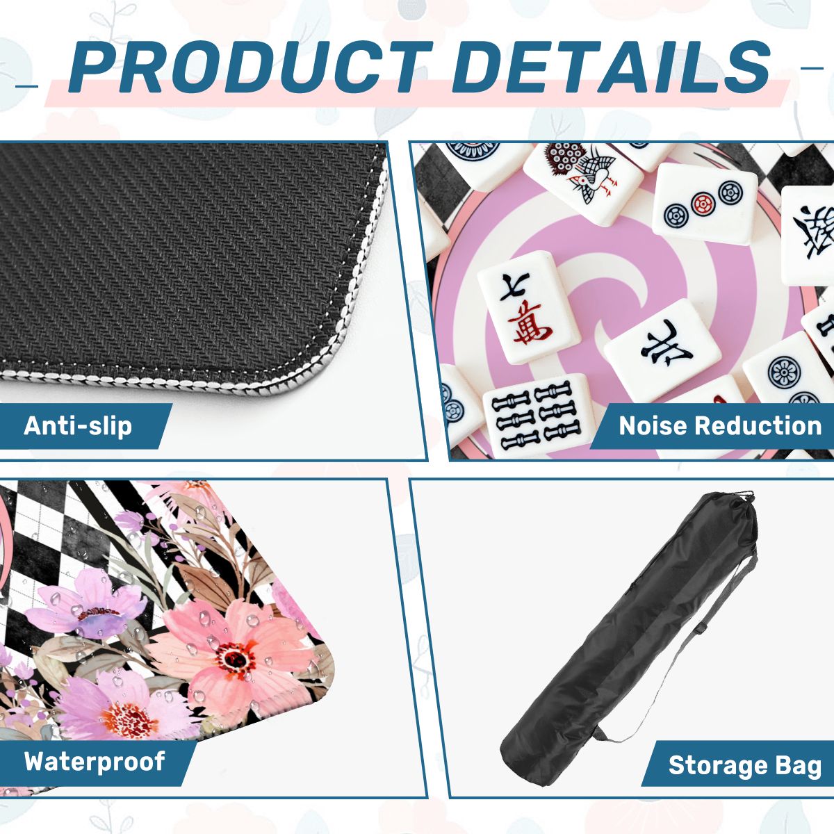 Harlequin Romance Floral Preppy Mahjong Mat