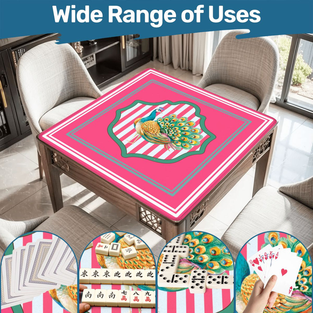 Pretty As A Peacock Hot Pink Mahjong Mat