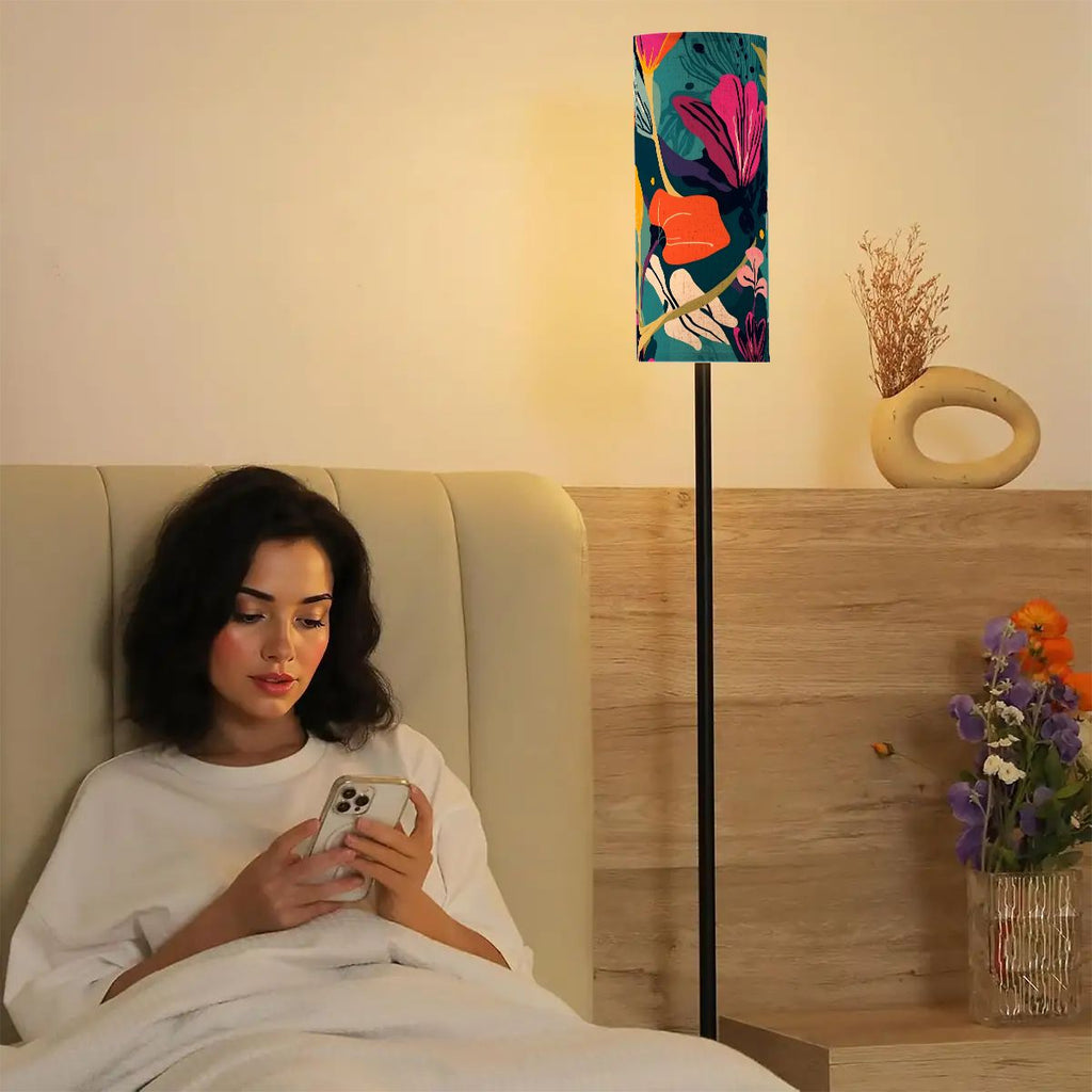 Grand Bohemian Orange, Teal, Yellow, Fuchsia Modern Floor Lamp