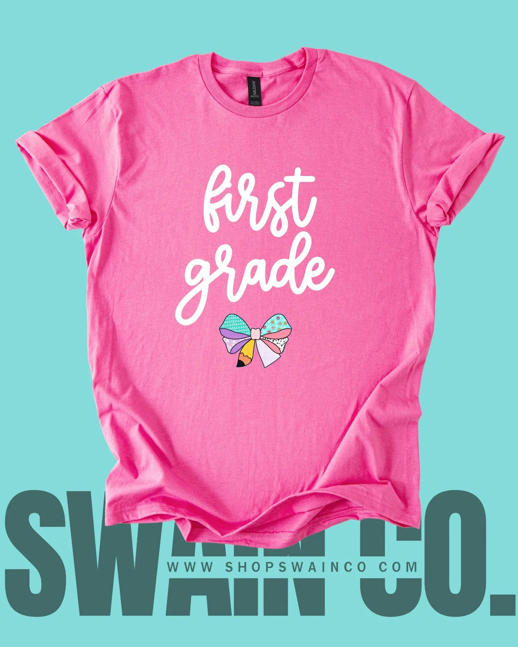 Personalized Pencil Bow T-Shirt – Custom Teacher or Grade Name Tee – Back to School Shirt – Teacher Gift – Student Shirt – Classroom Style