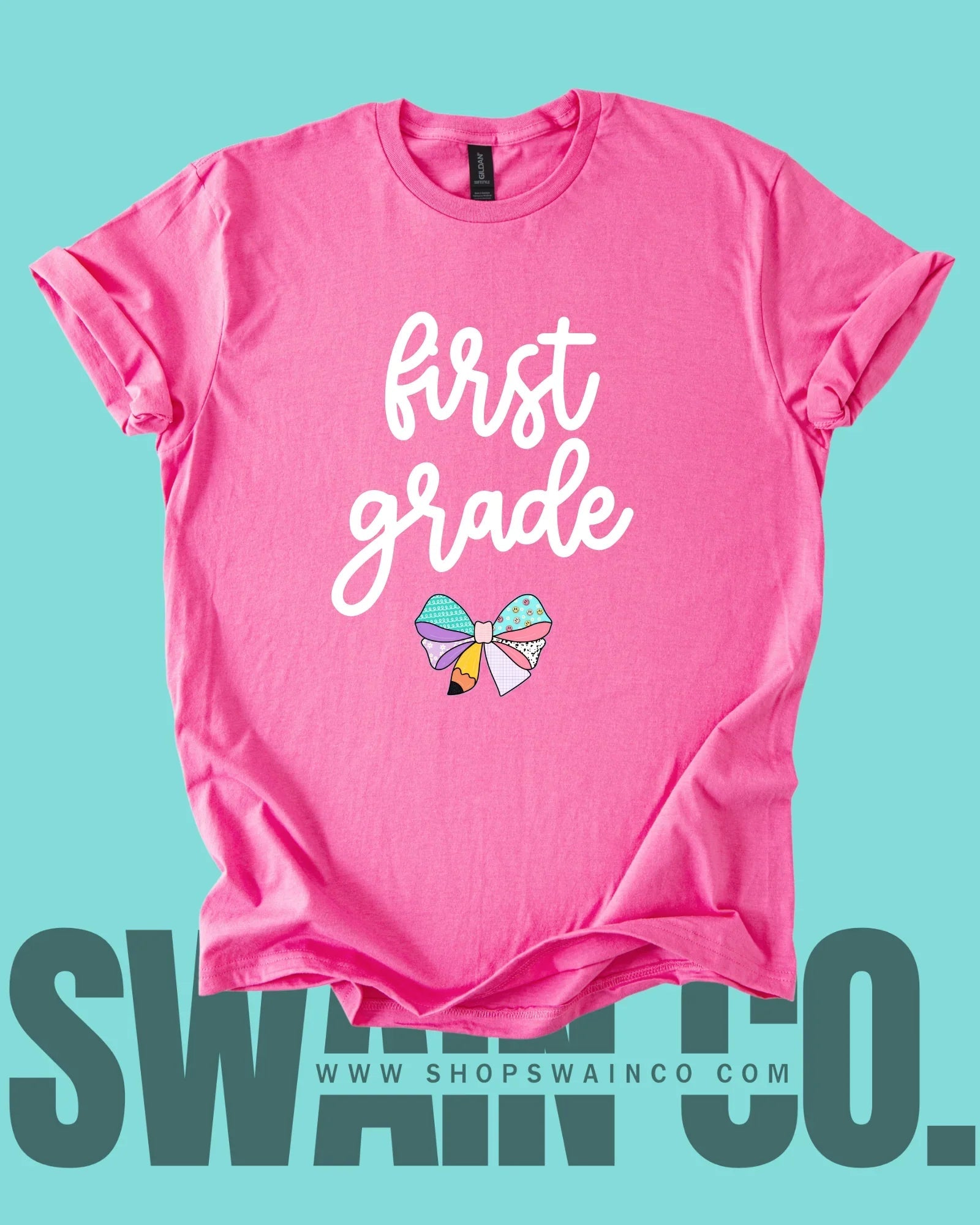 Personalized Pencil Bow T-Shirt – Custom Teacher or Grade Name Tee – Back to School Shirt – Teacher Gift – Student Shirt – Classroom Style